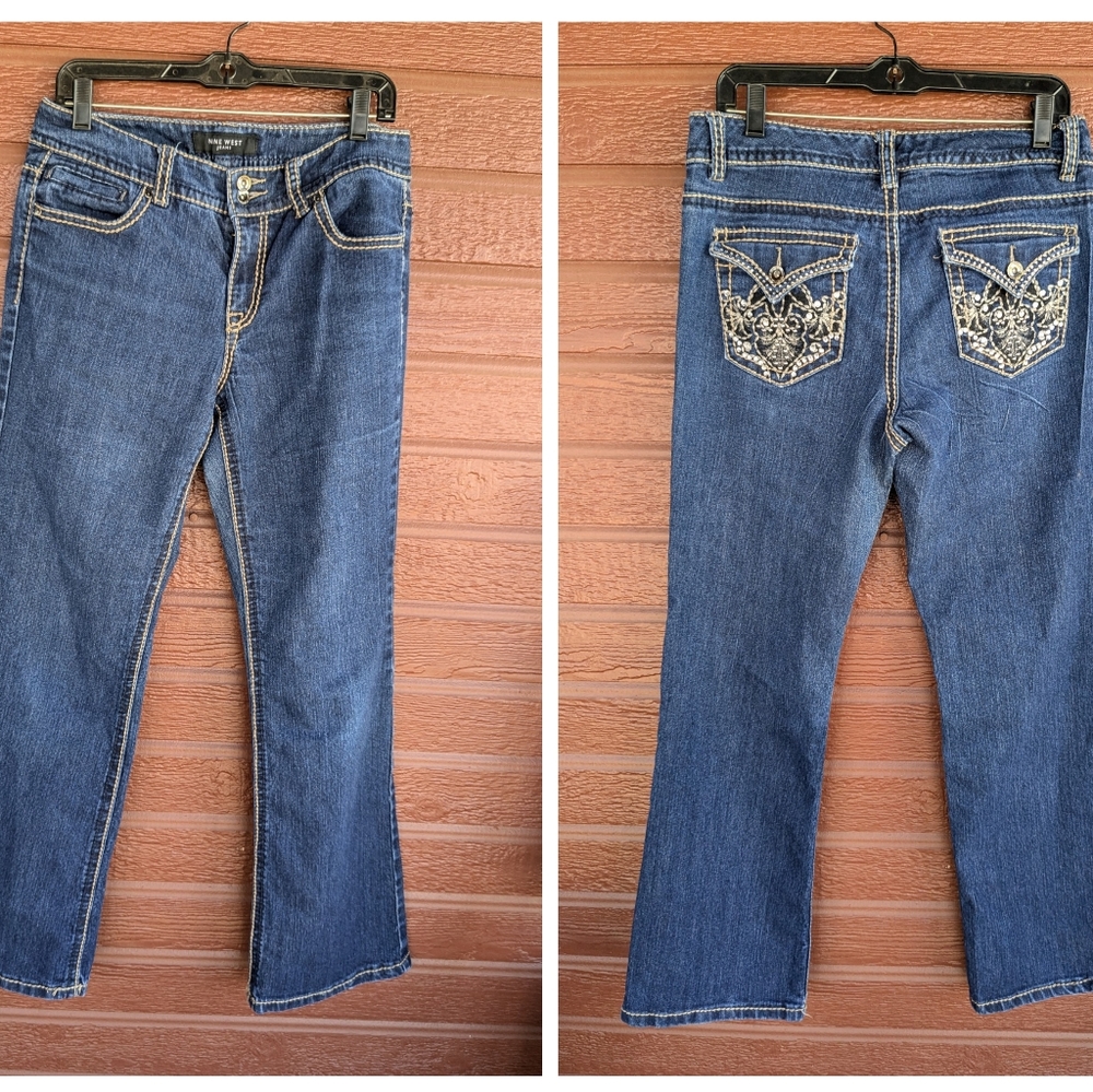 🖖 Nine West 🖖 saddle stitch embellished bootcut jeans